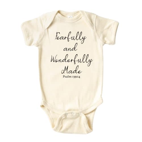 MangoHouse Fearfully and Wonderfully Made Cute Baby Bodysuit Shirt Custom Clothes Unisex Gift for Mom Newborn