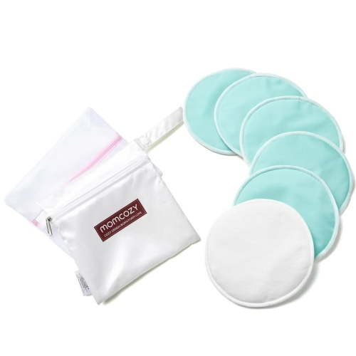 Momcozy Reusable Nursing Pads, 4 - Layer Washable Breast Pads, Super Absorbent 6 Pack