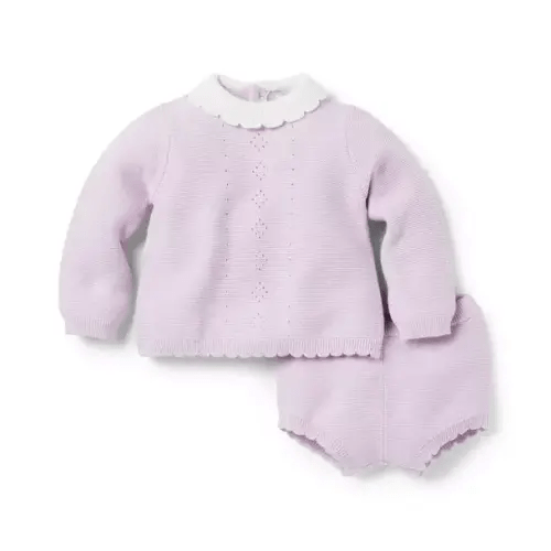 Baby Purple Marshmallow Baby Pointelle Sweater Matching Set by Janie and Jack