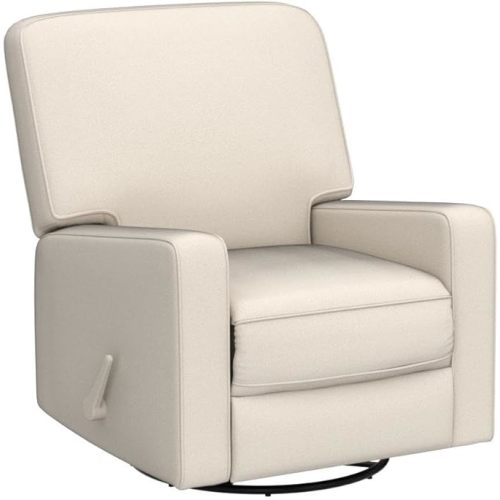 Swivel Rocker Recliner Chair, Glider Rocker Recliner, Rocking Chair Nursery, Fabric Chair with High Back, Deep Seat, for Living Room, Bedroom, Beige