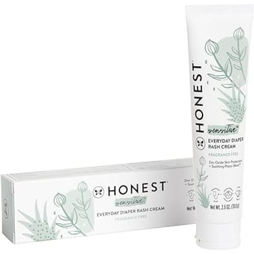 The Honest Company Hypoallergenic Diaper Rash Cream | Moisturizing + Calming Zinc Oxide Ointment | NEA Recognized, Cruelty Free | 2.5 oz