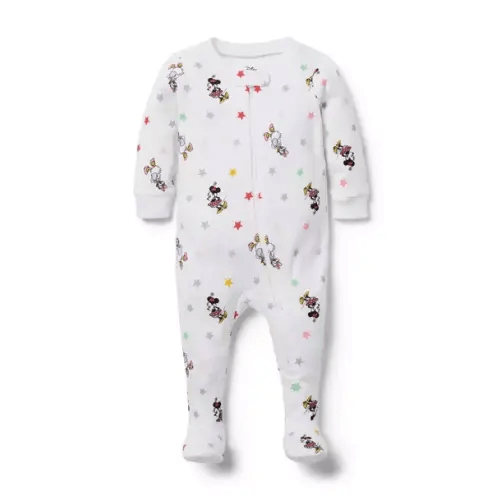 Newborn White Disney Minnie Mouse Baby Good Night Footed Pajama In Disney Minnie Mouse by Janie and Jack