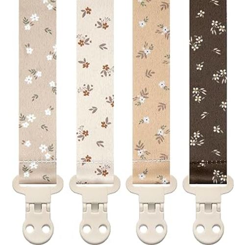 Stadela Baby Pacifier Clip Leash Soothie Holder for Girl 4 Pack Gift Set Universal Fit