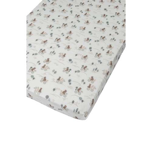 Muslin Fitted Crib Sheet - Bears on Bikes