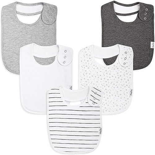 Double Layer Baby Bibs | Ideal For Drooling, Teething, Feeding Infants | Organic Cotton, Thick, Snap Closure