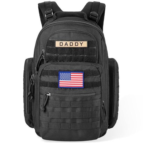 SHARKMOUTH Diaper Bag Backpack for Dad and Mom, Military Molle diaper Pack with Insulated Bottle Holders and Wipe Pocket