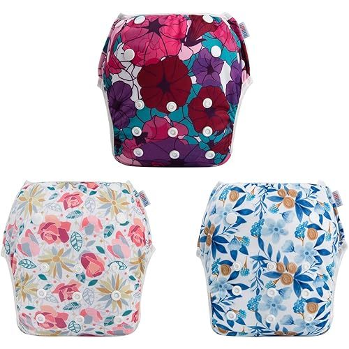 ALVABABY Swim Diapers 3pcs Reusable & Adjustable 0-2 Years Baby Girl 3SWY03
