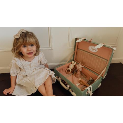 Emerald Green - Personalized Baby Keepsake Box, Memory Case, Suitcase Memory Box, Heirloom-Style Suitcase - Elegant Baby Shower Gift