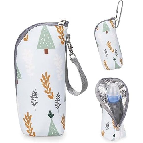 Baby Breastmilk Cooler Bag Insulated Bottle Bag Travel Warmer Bag, Thermal Warming Bag for Nursing Mom Daycare Stroller, Travel, Outdoor (Trees)
