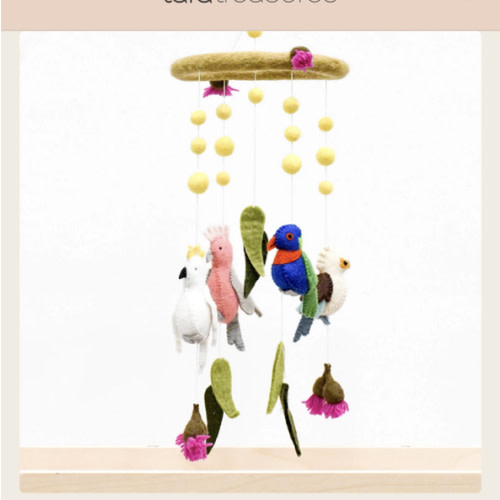 Baby Cot Mobile - Australian Birds - Cockatoo, Lorikeet, Galah and Kookaburra