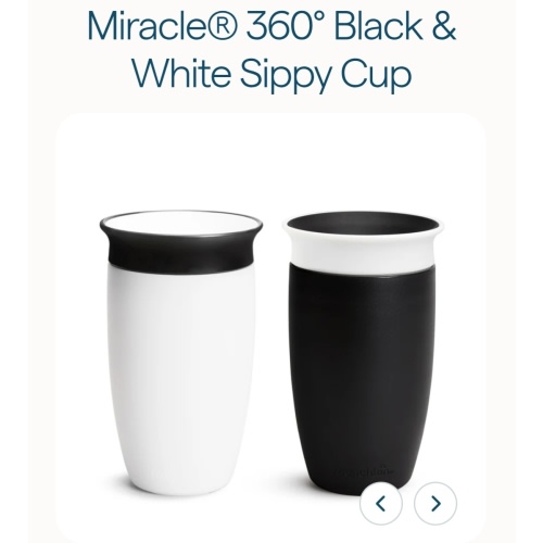 Miracle® 360° Sippy Cup, Black & White, 10oz, 2pk | Munchkin