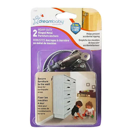 Dreambaby® 2-Pack Hinged Anti-Tip Furniture Anchors in SilverDreambaby® 2-Pack Hinged Anti-Tip Furniture Anchors in Silver