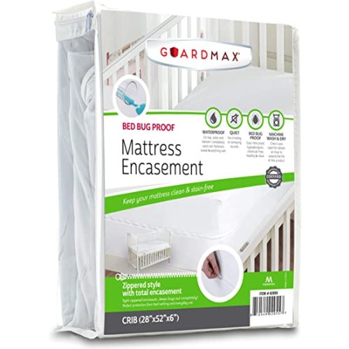 Guardmax Crib Mattress Protector Zippered Encasement Cover Bed bug Proof Waterproof, Hypoallergenic and Noiseless, Baby & Toddler Crib Size (52 x 28)
