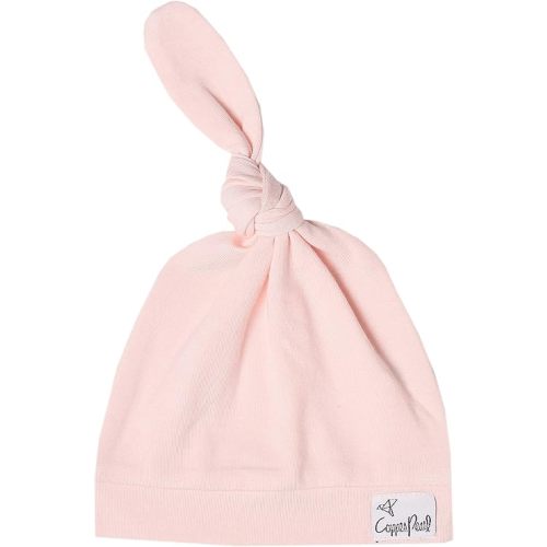 Copper Pearl Baby Beanie Hat Top Knot Stretchy Soft Blush