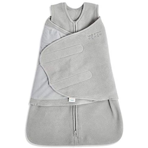 HALO Micro Fleece Sleepsack Swaddle, 3-Way Adjustable Wearable Blanket, TOG 3.0, Grey, Small, 3-6 Months