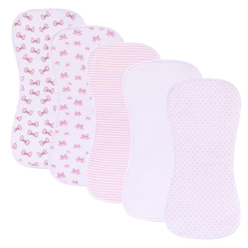 sleepyturtle 5 Pack Waterproof Baby Burp Cloths Extra Absorbent and Soft