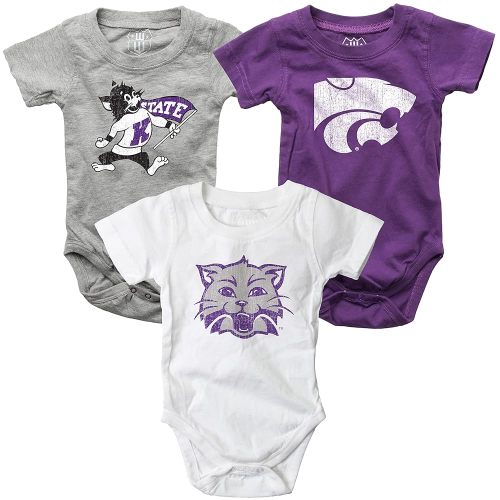 Wes and Willy Baby College Team 3 Pack of Cotton Rompers
