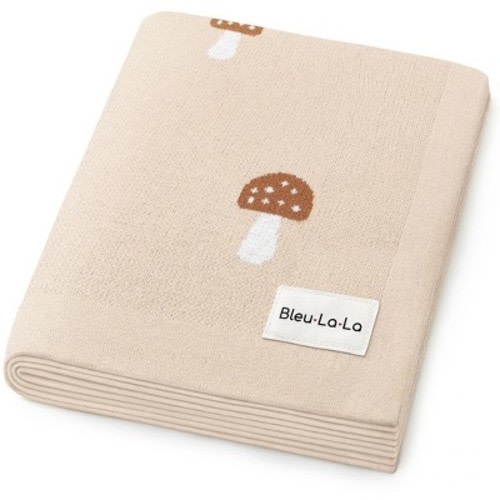 Bleu La La 100% Luxury Cotton Soft Knit Swaddle Baby Blanket for Blanket for Newborns and Infants Boys and Girls - Mushroom - Taupe