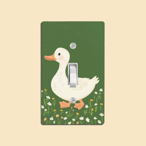 Cute Silly Goose Light Switch Cover for Nursery, Wildflower Outlet Cover, Gender Neutral Baby Shower Gift, Pretty Farm Animal Wall Plate