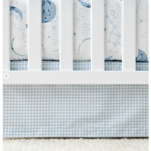 Ditsy Gingham Classic Cool Classic Cool Organic Cotton Percale Tailored Crib Skirt - Blue