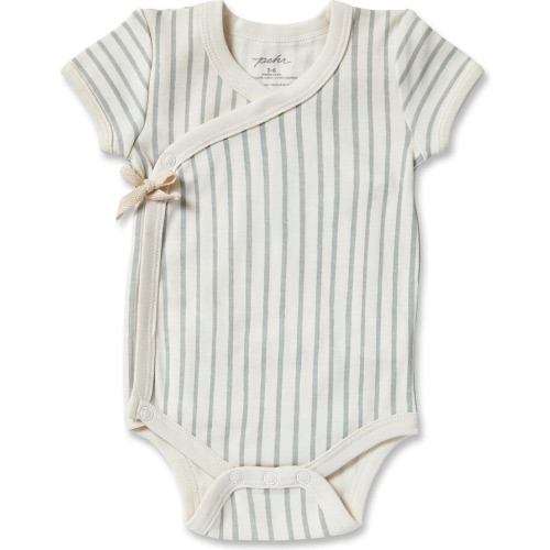 Baby Stripes Away Organic Cotton Wrap Bodysuit, 3-6M, Sea