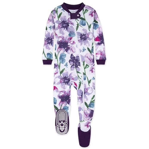 Burt's Bees Baby Girls' Pajamas, Zip Front Non-slip Footed Pjs, 100% Organic Cotton and Toddler Sleepers