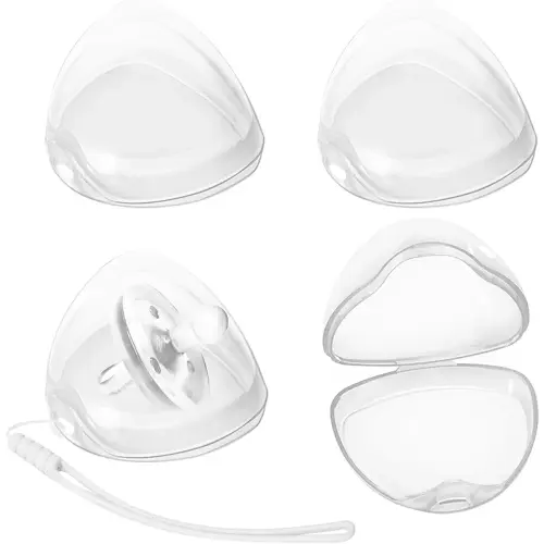 Pacifier Case,4 Pack BPA Free Pacifier Holder Case with Lanyard for Diaper Bag,Pacifier Container Box for Baby Binky Nipple Travel,Essential Pacifier Accessories,Easy to Clean,Transparent