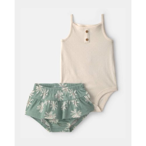 Baby Girl 2-Piece Floral Top & Skort Set - Ivory/Green | Carter's