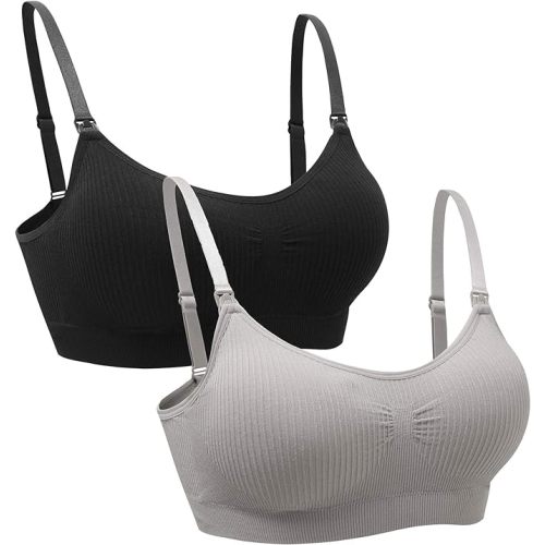 Suekaphin 2PACK Nursing Maternity Bra for Pregnancy Women Breastfeeding Comfortable Sleeping with Extenders