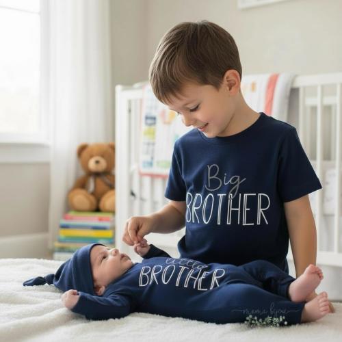 Big Little Brother Sister Sibling Shirts, Mom Dad Family, Newborn Coming Home Outfit, On Sweatshirt, Tee Shirt, Romper or Knotted Gown