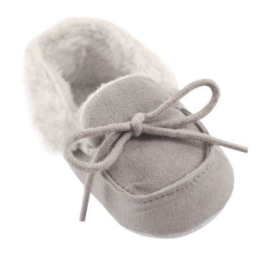 Luvable Friends Baby Unisex Moccasin Shoes, Gray, Size: 0-6 months