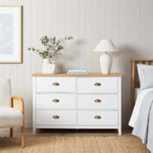 Hastings Six Drawer | Essential Natural/White Drawers | Mocka