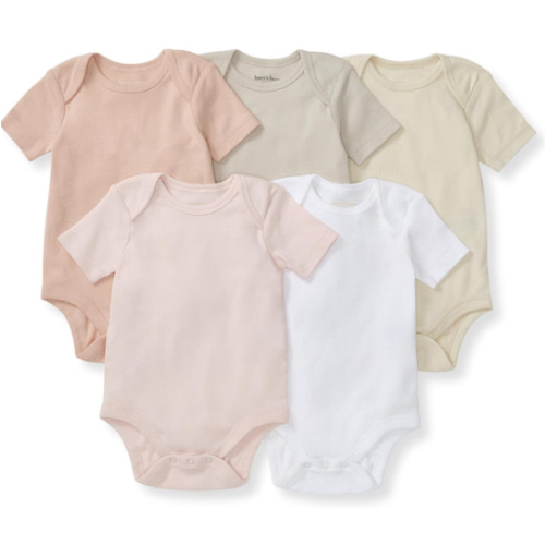 Burt's Bees Baby Unisex Organic Cotton Short and Long Sleeve Bodysuits, 5-Pack