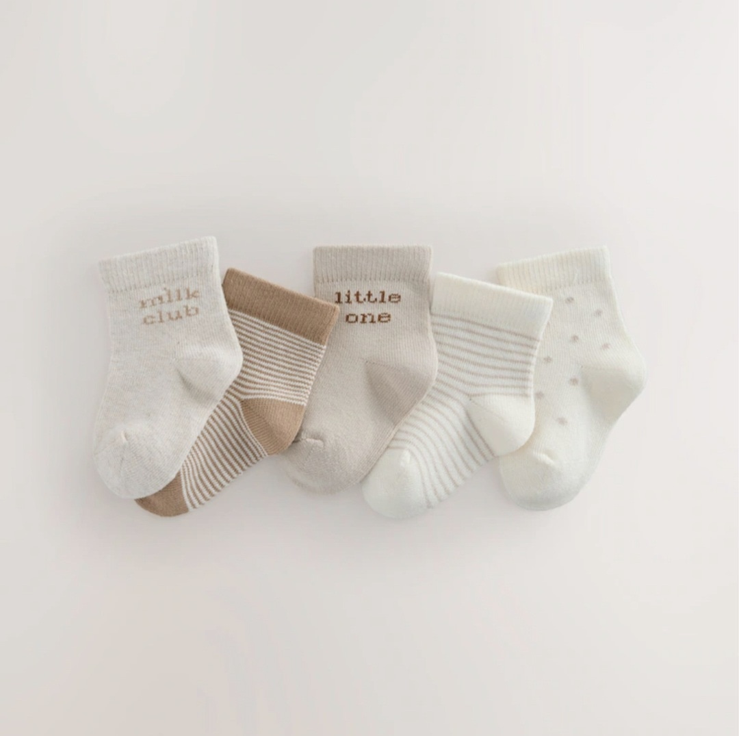 Buy Neutral Baby Socks 5 Pack from Next Australia