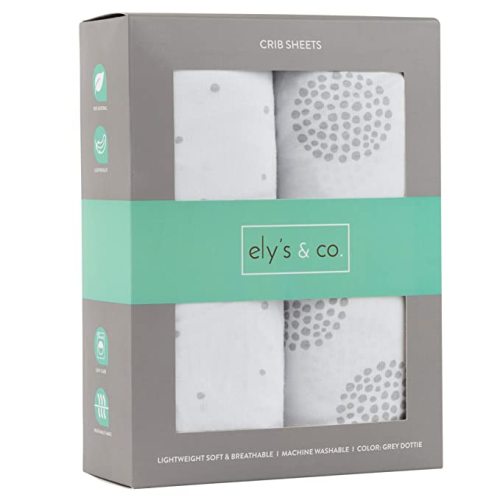 Ely's & Co. Crib Sheet 2-Pack — Combed Jersey Cotton for Baby Boy or Girl (Neutral Grey Dottie) - Soft, Breathable Bedding with Snug Fit