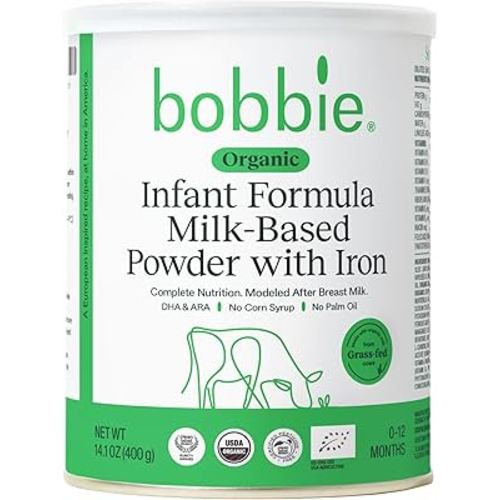 Bobbie Organic Infant Formula, Milk Based Powder with Iron, DHA and Vitamin D, Modeled After Breast Milk, Organic Baby Formula for Newborn to 12 Months Old Infant, 14.1 oz, 1 Pack
