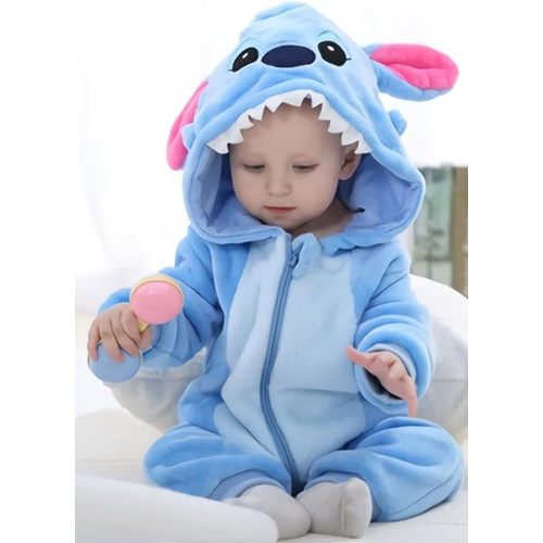 Unisex Baby Flannel Romper Animal Onesie Costume Hooded Cartoon Outfit Suit - 100(18-23M) - Blue