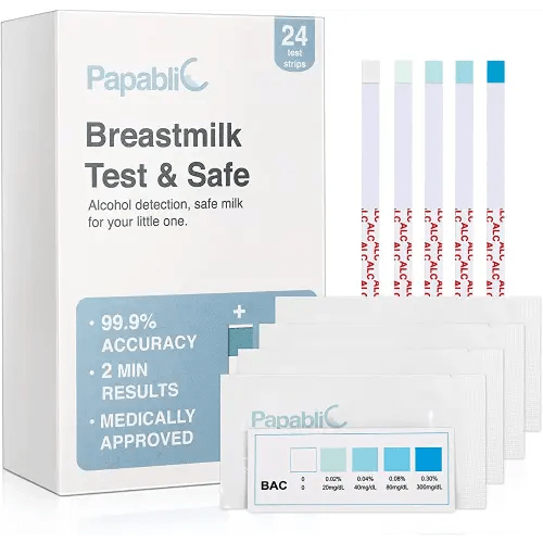 24-Count of Papablic Breastmilk Alcohol Test Strips, 2-min Quick & Accurate Detection for Alcohol in Breastmilk, Test Strips for Breastfeeding Moms at Home