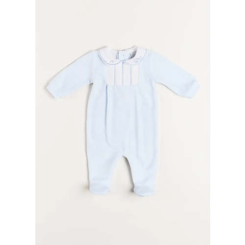 Velour Peter Pan Collar All-In-One in Blue (1mth-12mths)