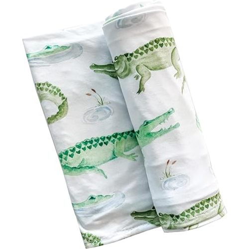 Alligator Knit Swaddle Blanket, Viscose from Bamboo with Spandex Material, Soft, Stretchy, Lightweight, Multipurpose, Large - 44in. x 44in