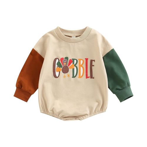 Kuriozud Newborn Baby Boy Girl Bubble Romper Funny Letter Long Sleeve Oversized Sweater Tops Fall Winter Clothes
