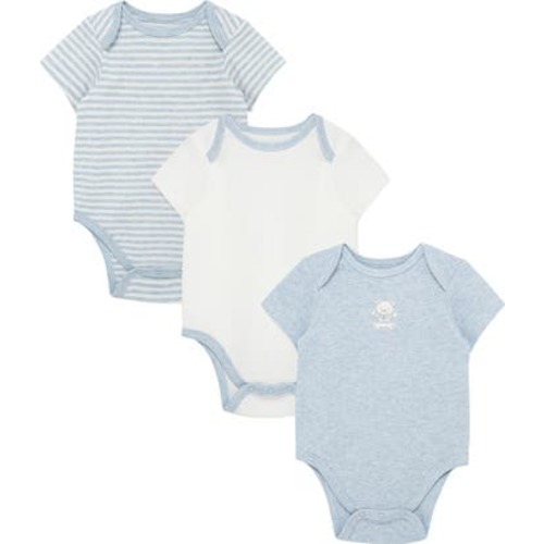 Kids' Blue Bear Assorted 3-Pack Cotton Bodysuits, Newborn