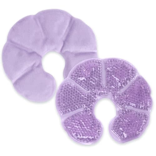 NEWGO Small Breast Ice Pack 2 Pack Gel Ice Pack for Breast Surgery, Reusable Nursing Ice Pack Hot or Cold Therapy Breast Pad for Breastfeeding, Engorgement Relief (Purple Small)