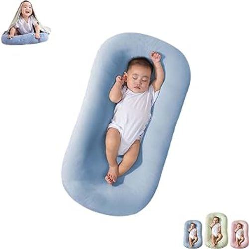 Baby Lounge Pillow Nest Sleeping for Baby in Bed, Baby Lounger for Newborn 0-24 Months, Infant Lounger for Boys & Girls (Blue 0-6month)