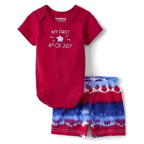 The Children's Place Unisex Baby And Newborn My First 4th of July 2 Piece Top and Short Set