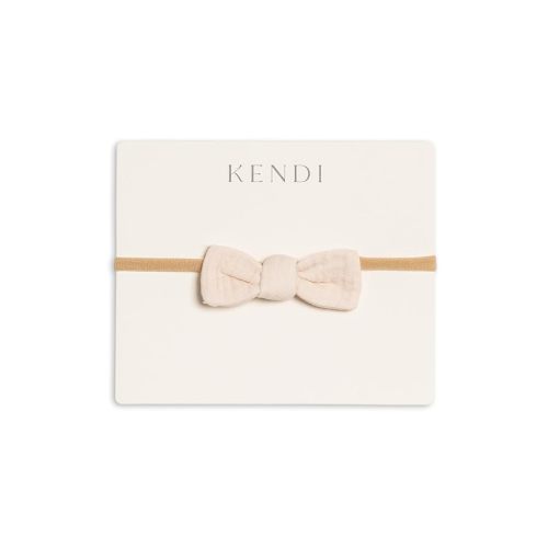 Colored Organics Baby Organic Cotton Dainty Bow Headband - Infant Girls - Shell Muslin