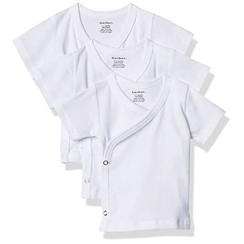 Gerber Baby Girls' 3-Pack Short-Sleeve Side-Snap Shirt
