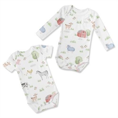 Sweet Jojo Designs Gender Neutral Baby Bodysuits - Set 0-6M Farm Animals Multicolor 2pc
