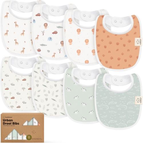 KeaBabies 8pk Organic Baby Bibs for Boy, Baby Drool Bib for Toddler Boys, Girls, Newborn Baby Teething Bibs
