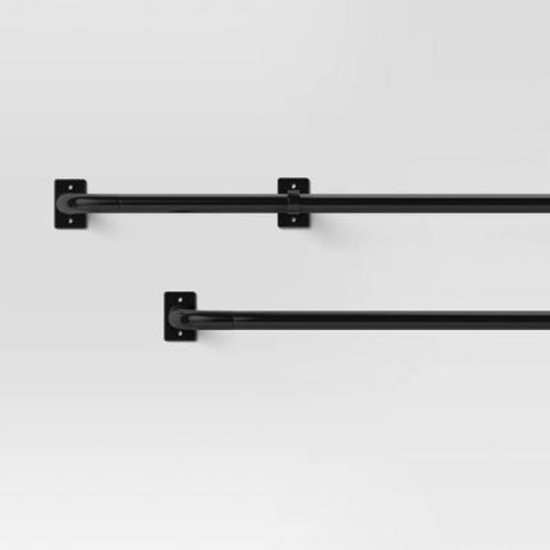 66"-120" French Curtain Rod Matte Black - Threshold™: Single Steel Rod, Powder-coated, 50lb Capacity